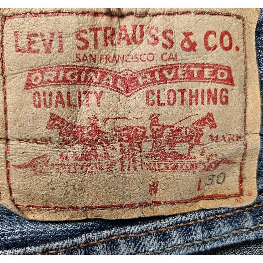 Levis 539 Straight Leg Jeans 31 x 30 Blue Faded Ripped Knee Y2K Made In Mexico - Picture 3 of 12